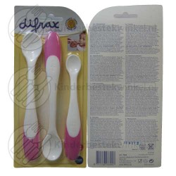 Difrax voedingslepel set roze 3-delig