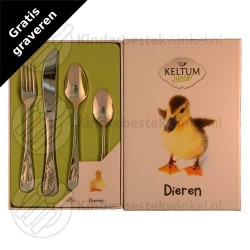 Animals children's cutlery steel 4-pieces (Keltum)