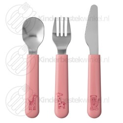 Mio kinderbestek deep pink 3-delig