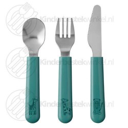 Mio kinderbestek deep turquoise 3-delig Mio kinderbestek deep turquoise 3-delig