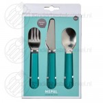 Mio kinderbestek deep turquoise 3-delig Mio kinderbestek deep turquoise 3-delig