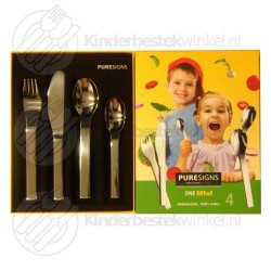 One Mini kinderbestek set rvs 4-delig (glans) One Mini kinderbestek set rvs 4-delig (glans)