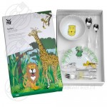 Safari kinderservies set porselein rvs 6-delig