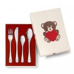 Björn med hjärta barnbestick set rf 4-delar