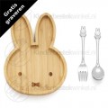 Miffy child's plate bamboo with cutlery set