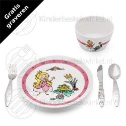 Prinses kinderservies set porselein rvs 5-delig Prinses kinderservies set porselein rvs 5-delig